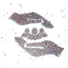 People in the form of palm with people.