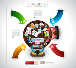 Infographic template with flat UI icons for ttem ranking