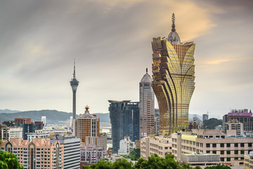 Naklejka premium Makau, China Casino Resorts Cityscape