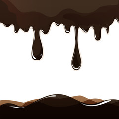 Melted chocolate dripping set on white background vector
