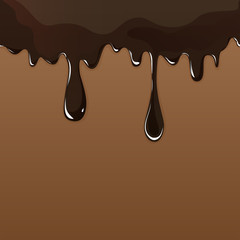 Melted chocolate dripping set on white background