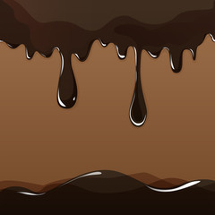 Melted chocolate dripping set on white background