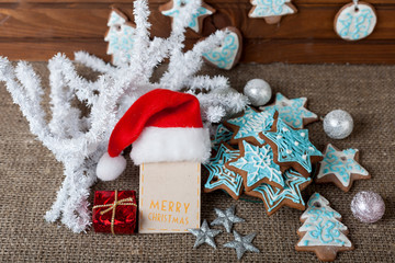 Christmas colorful gingerbread and Christmas decoration