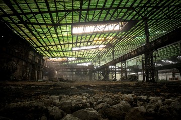 Large empty hall with concrete walls
