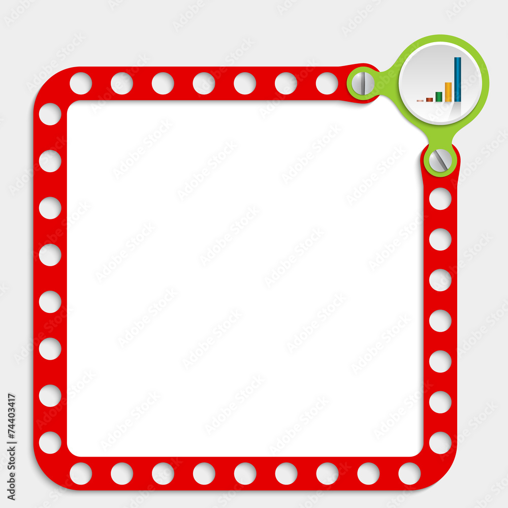 Poster red frame for any text with screws and graph