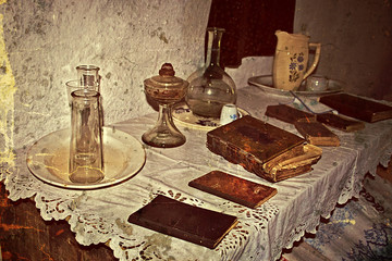 Old photo with Romanian traditional home interior 4