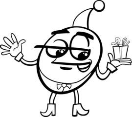 elf or gnome with gift coloring page