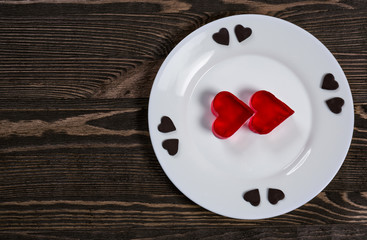Heart of jelly and chocolate hearts