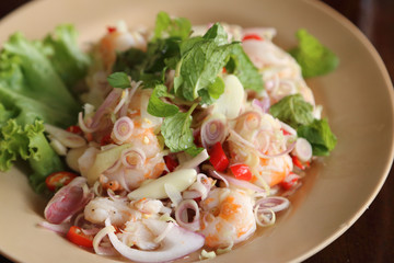 Shrimp salad with lemon grass and mint.