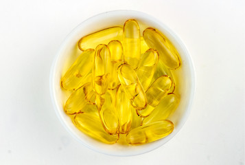 Overhead closeup of organic Australian fish oil tablets