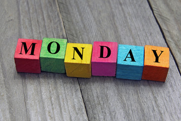 concept of monday word on wooden cubes