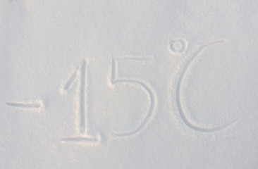 The word minus fifteen written on snow background
