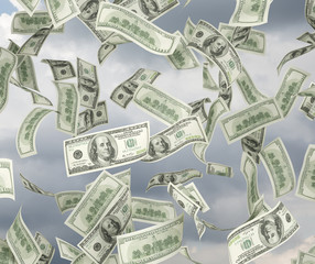 dollar bills flying