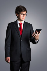 businessman with touch pad
