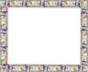 Fototapeta na wymiar Frame from the dollars isolated on the white