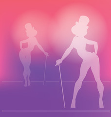 Obraz na płótnie Canvas pin-up silhouette of cabaret girl