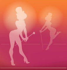 pin-up silhouette of cabaret girl