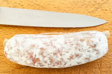 salami on cutting board