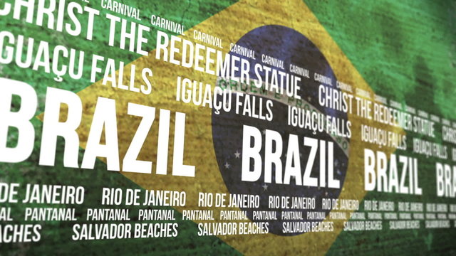 Brazil Flag Tourism Attractions Scrolling Banner