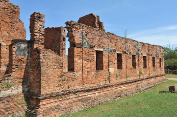 Bricks wall at Wat Phra Srisanphet , Thailand