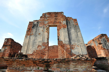 Bricks wall at Wat Phra Srisanphet , Thailand