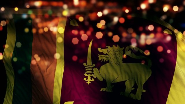 Sri Lanka Flag Light Night Bokeh Abstract Loop Animation