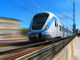 Obraz na płótnie Canvas High-speed train with motion blur
