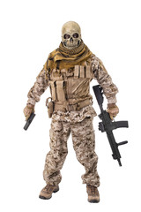 Unrecognizable criminal holding a rifle.