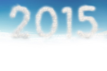 Cloud in blue sky with a shaped of number 2015