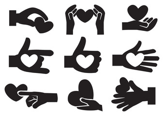 Heart in Hand Vector Icon Set