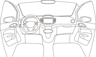 car cockpit line drawing, AI10 vector