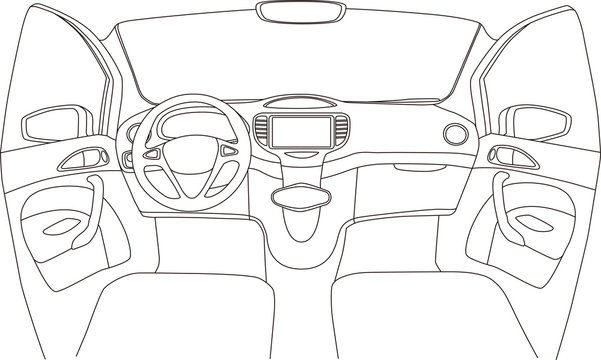 car cockpit line drawing, AI10 vector