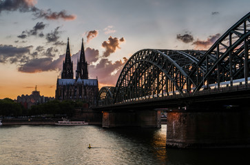 Fototapeta premium Cologne Cathedral taken in Cologne, Germany during sunset time