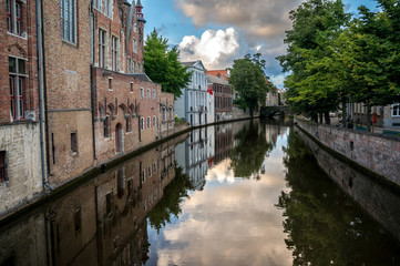 Bruges Canal and reflections taken in Bruges, Belgium