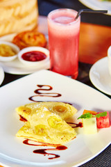 Balinese banana pancake and watermelon juice