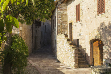 Narrow street in Tuscany and stone stair