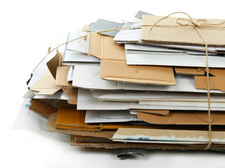 Big stack of papers, isolated on white