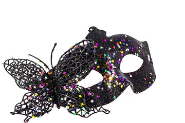 Carnival mask decorated with designs on a white background