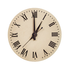 Vintage clock face showing one o'clock