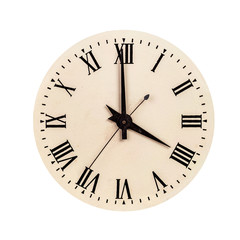 Vintage clock face showing four o'clock