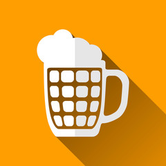 Beer Mug Icon, Long Shadows, Vector Illustration