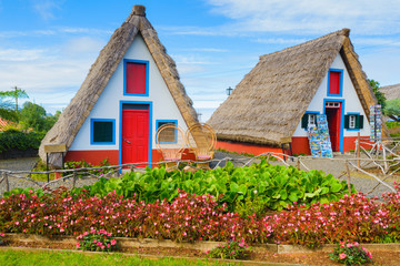 Fototapeta na wymiar Traditional cottages in Santana, Madeira (Portugal)