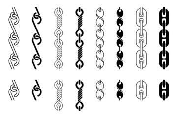 Metal Chain Parts Set, Vector Illustration