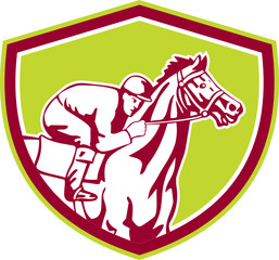 Jockey Horse Racing Shield Retro