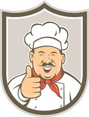 Chef Cook Happy Thumbs Up Shield Retro