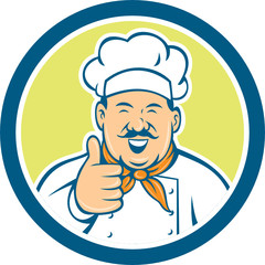 Chef Cook Happy Thumbs Up Circle Retro