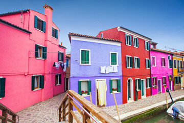Painted houses in Burano, Italy