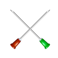 Two crossed injection needles