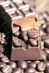 Coffee beans with chocolate glaze and dark chocolate