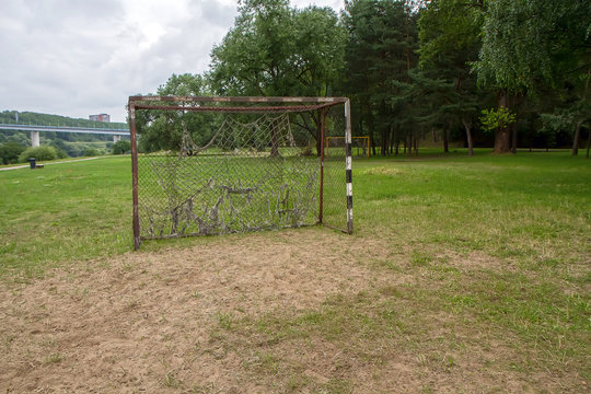 Football gateway near wild forest